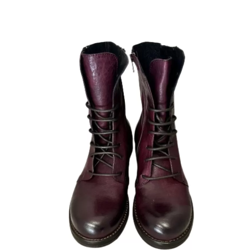 Donna CAMARRI CALZATURE Scarpe Donna | Anfibio In Pelle Tuffata Bordeaux Cucito Blake