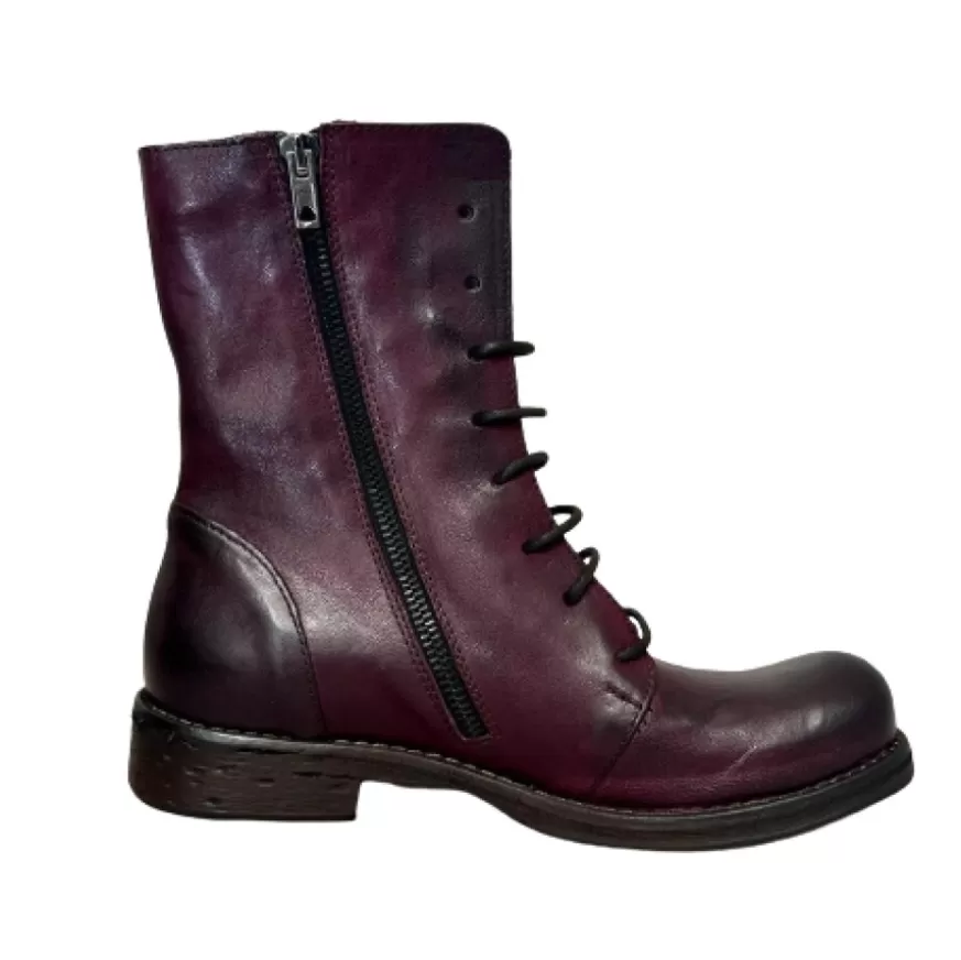 Donna CAMARRI CALZATURE Scarpe Donna | Anfibio In Pelle Tuffata Bordeaux Cucito Blake