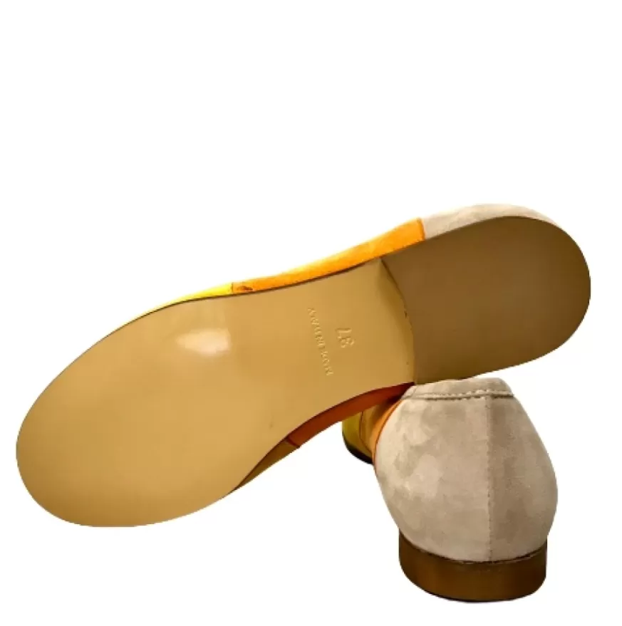 Donna CAMARRI CALZATURE Scarpe Donna | Ballerina Artigianale In Camoscio Multi Gialla