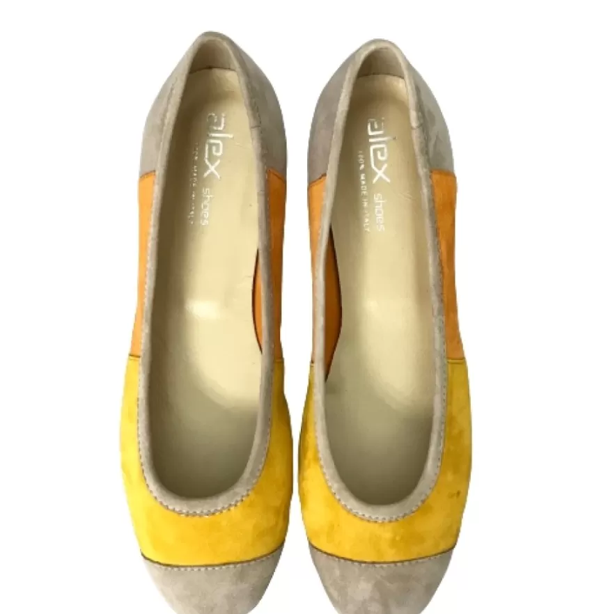 Donna CAMARRI CALZATURE Scarpe Donna | Ballerina Artigianale In Camoscio Multi Gialla