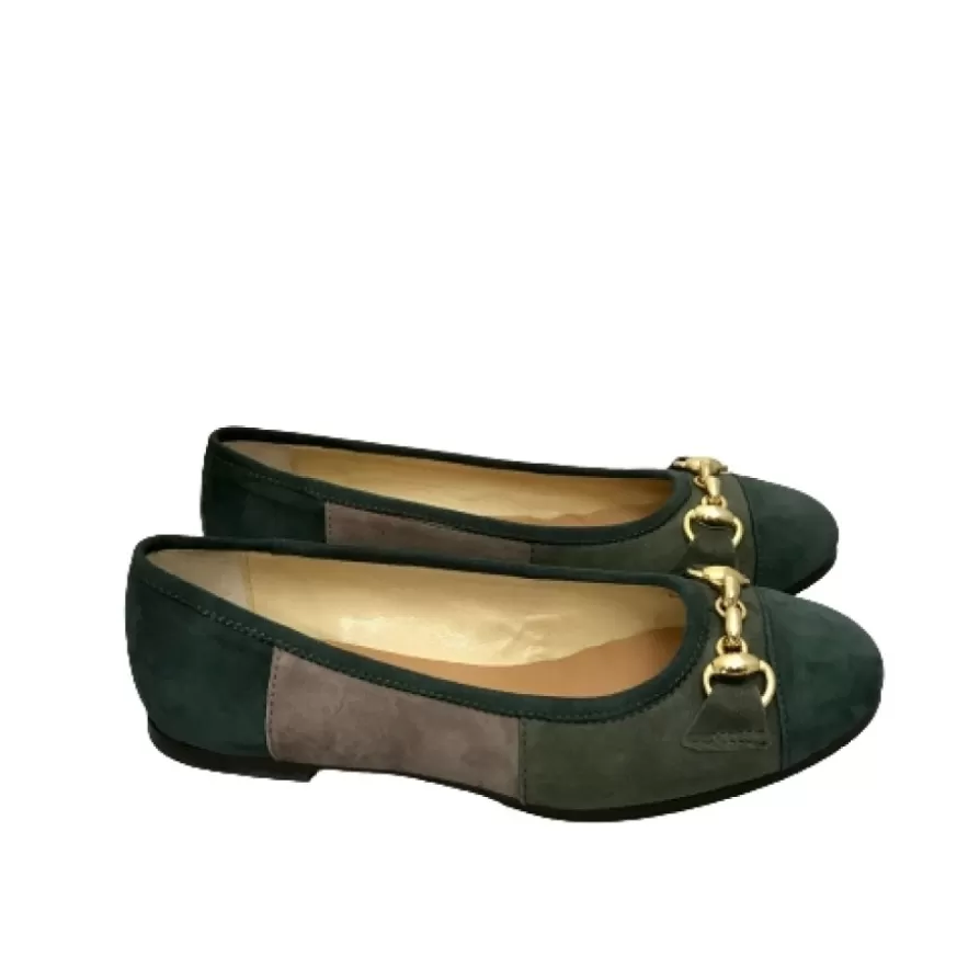 Donna CAMARRI CALZATURE Scarpe Donna | Ballerina Camoscio Verde Con Morsetto