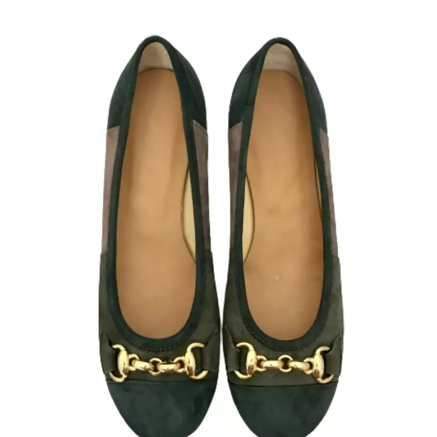 Donna CAMARRI CALZATURE Scarpe Donna | Ballerina Camoscio Verde Con Morsetto