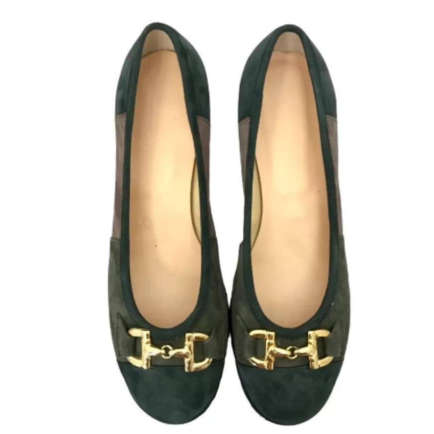 Donna CAMARRI CALZATURE Scarpe Donna | Ballerina In Camoscio Verde Con Morsetto