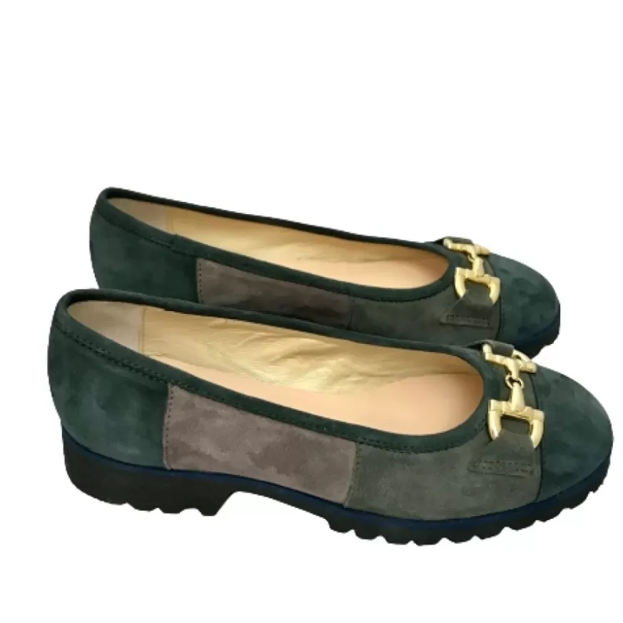 Donna CAMARRI CALZATURE Scarpe Donna | Ballerina In Camoscio Verde Con Morsetto