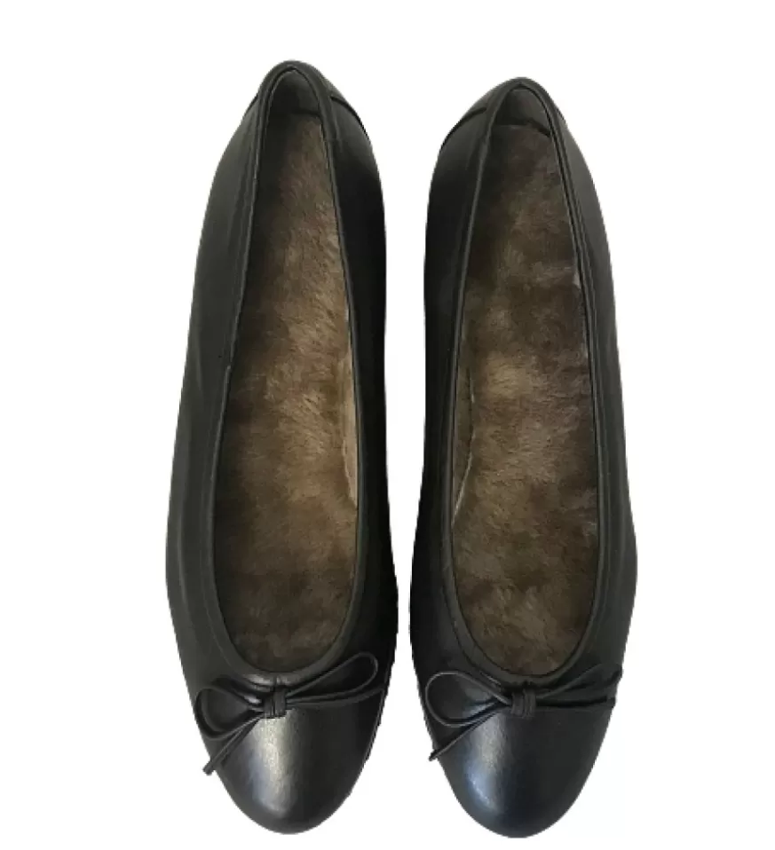 Donna CAMARRI CALZATURE Scarpe Donna | Ballerina In Pelle Nera Foderata Di Agnello