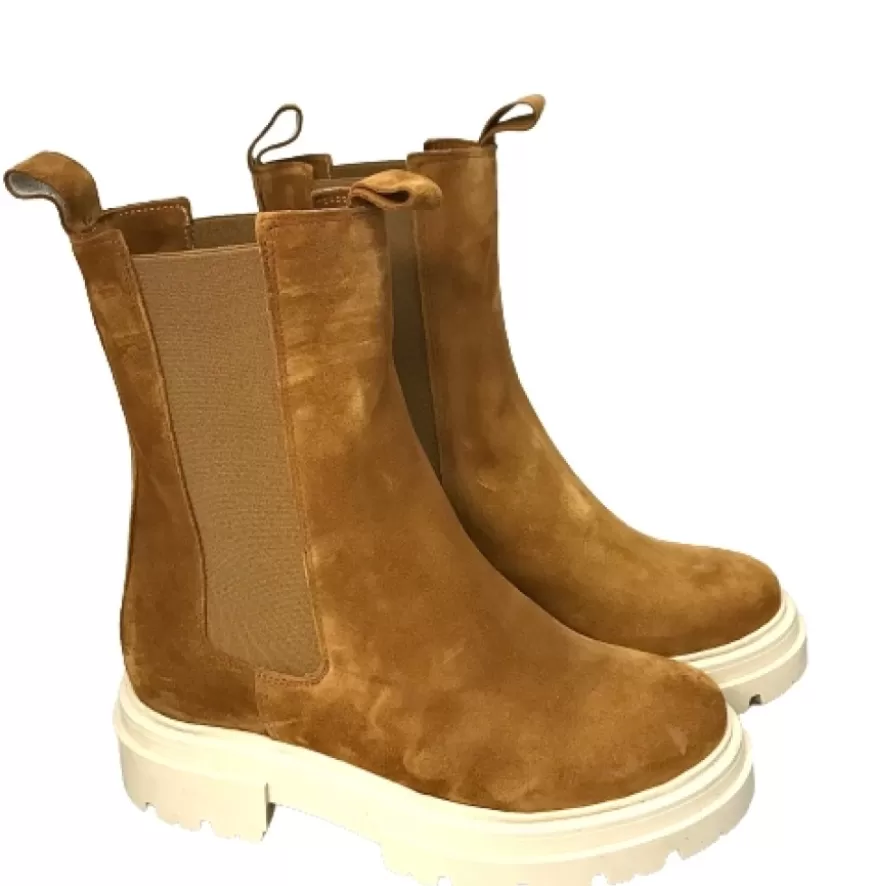 Donna CAMARRI CALZATURE Scarpe Donna | Beatles In Camoscio Cuoio Fondo Panna