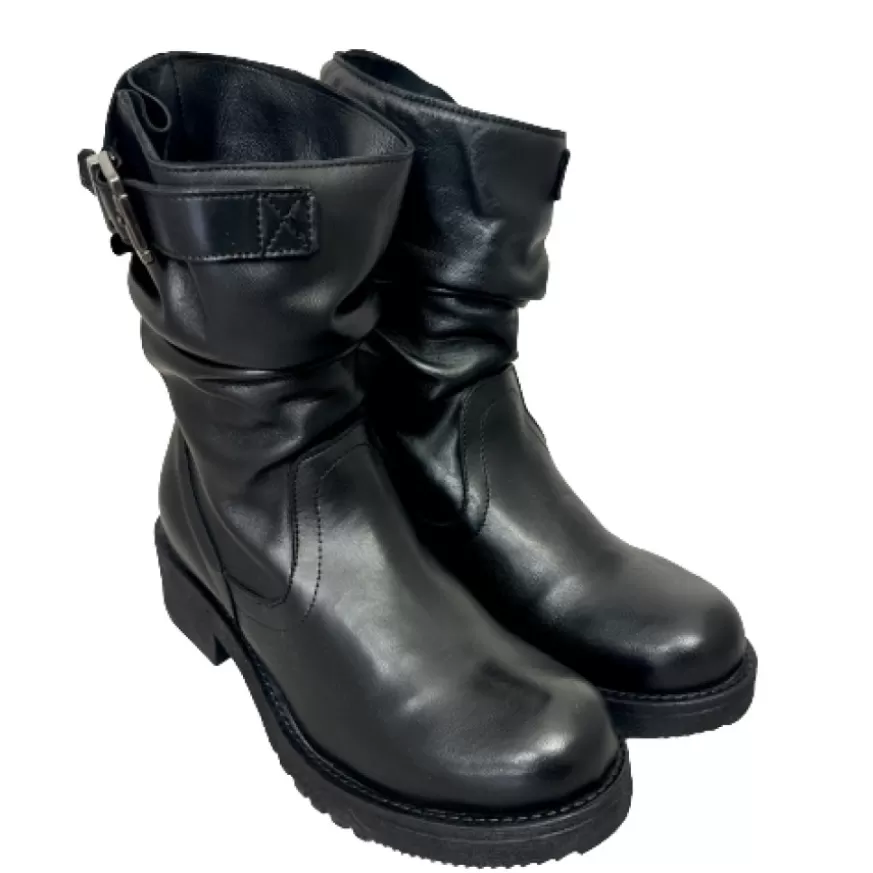 Donna CAMARRI CALZATURE Scarpe Donna | Biker Artigianale Basso In Pelle Nera