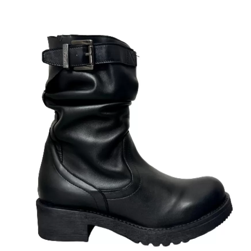 Donna CAMARRI CALZATURE Scarpe Donna | Biker Artigianale Basso In Pelle Nera