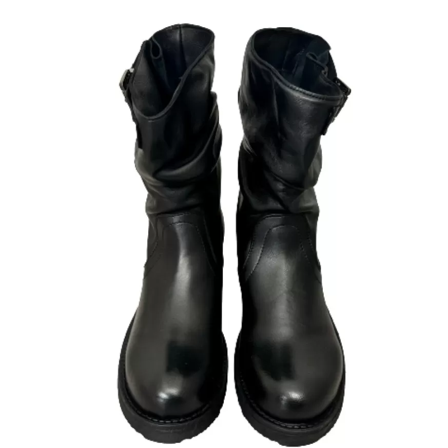 Donna CAMARRI CALZATURE Scarpe Donna | Biker Artigianale Basso In Pelle Nera