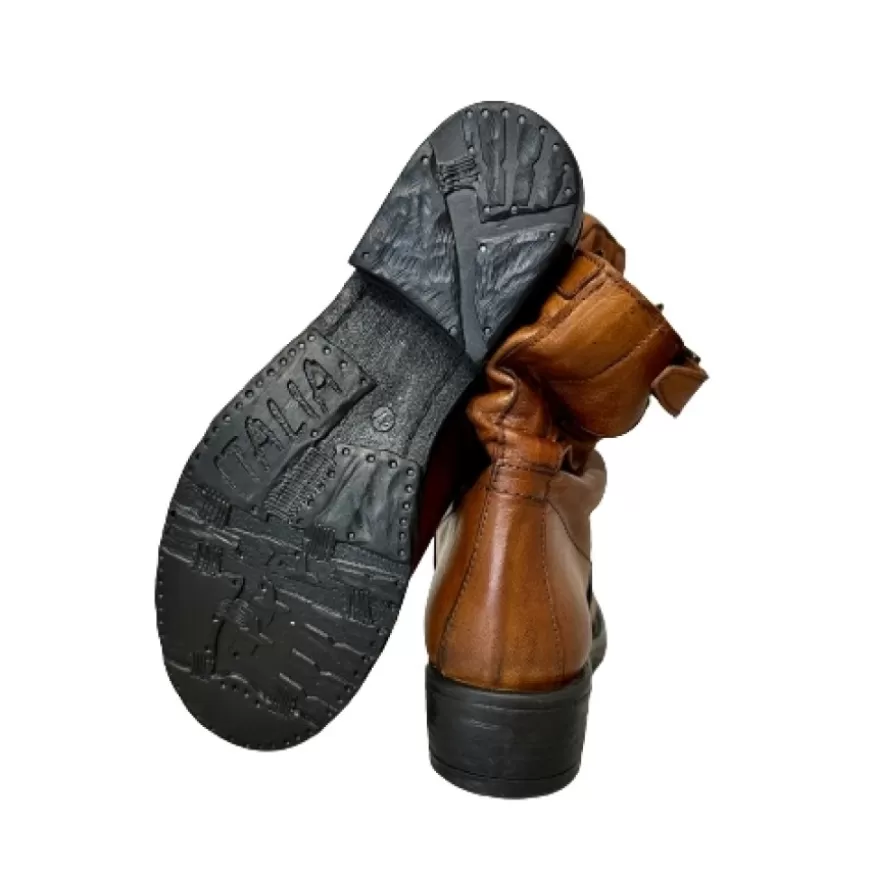 Donna CAMARRI CALZATURE Scarpe Donna | Biker Basso Artigianale In Pelle Tuffata Cuoio