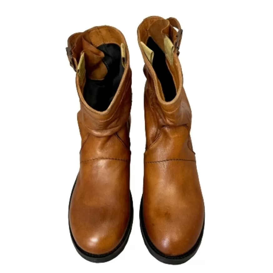 Donna CAMARRI CALZATURE Scarpe Donna | Biker Basso Artigianale In Pelle Tuffata Cuoio