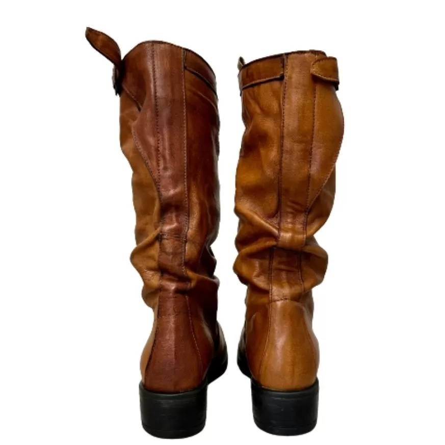 Donna CAMARRI CALZATURE Scarpe Donna | Biker Medio Artigianale In Pelle Tuffata Cuoio