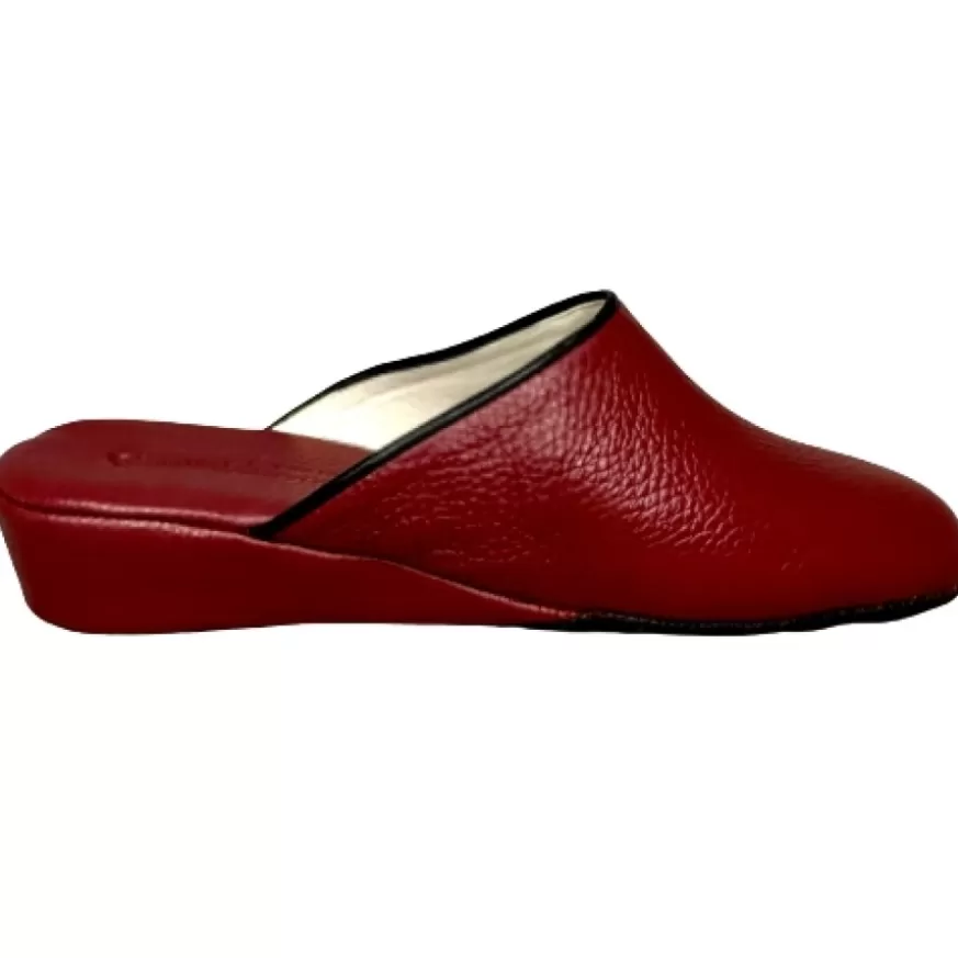 Donna CAMARRI CALZATURE Scarpe Donna | Ciabatta / Scendiletto In Pelle Rosso Scuro