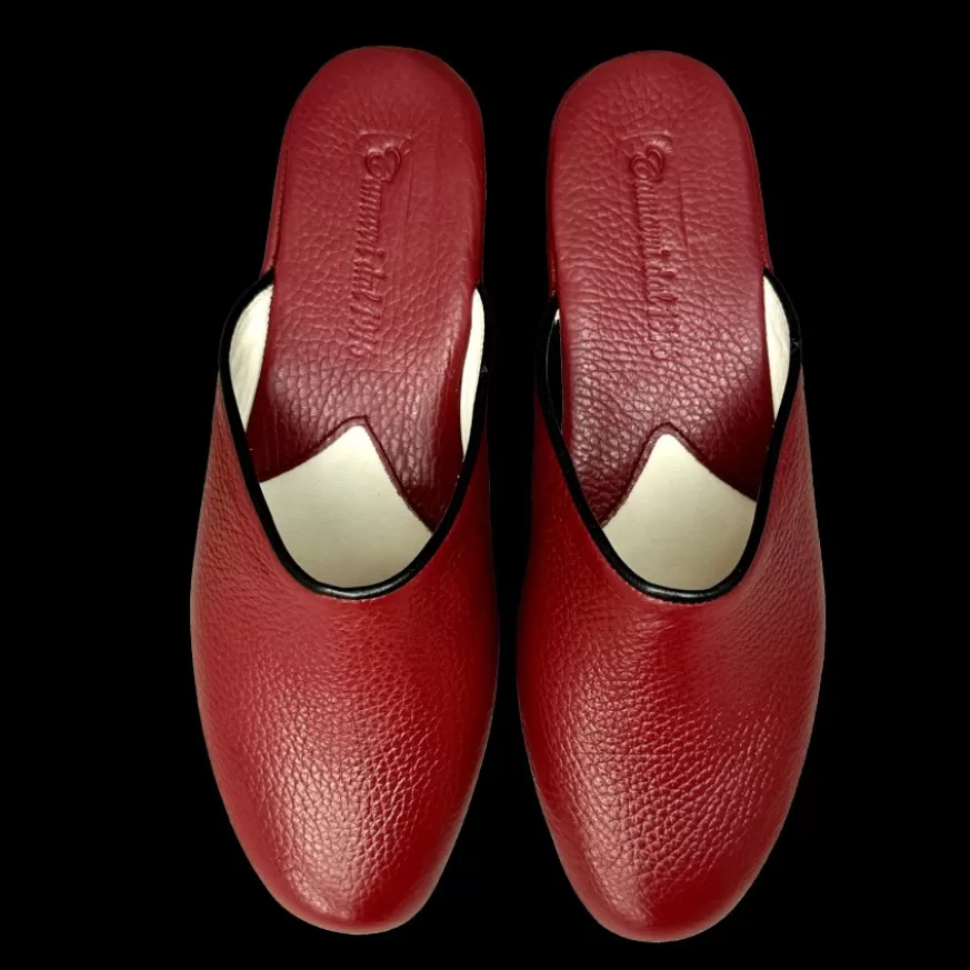Donna CAMARRI CALZATURE Scarpe Donna | Ciabatta / Scendiletto In Pelle Rosso Scuro