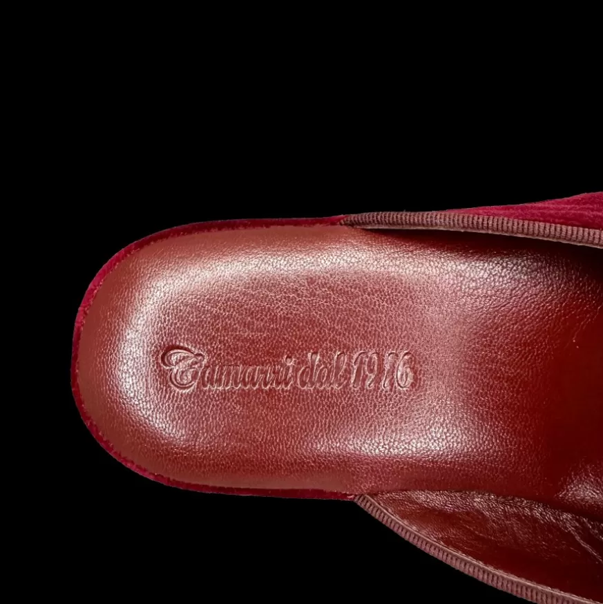 Donna CAMARRI CALZATURE Scarpe Donna | Ciabatta / Scendiletto In Pelle Velluto Bordeaux