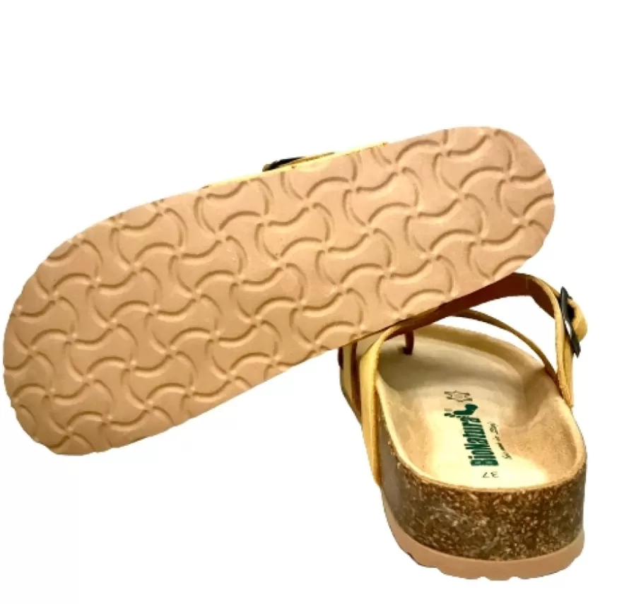 Donna CAMARRI CALZATURE Scarpe Donna | Ciabatta Bionatura Gialla Infradito In Nabuk