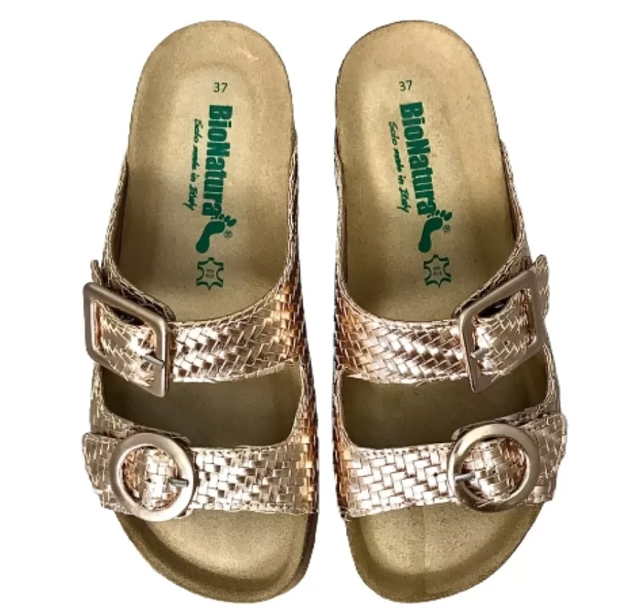 Donna CAMARRI CALZATURE Scarpe Donna | Ciabatta Bionatura In Pelle Intrecciata Cipria