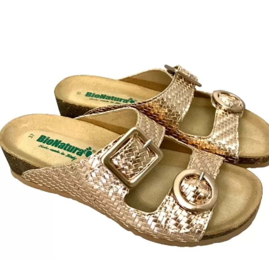Donna CAMARRI CALZATURE Scarpe Donna | Ciabatta Bionatura In Pelle Intrecciata Cipria