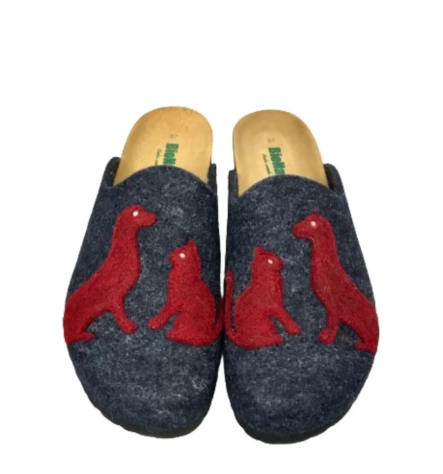 Donna CAMARRI CALZATURE Scarpe Donna | Ciabatta Bionatura Invernale In Feltro Lana Cane E Gatto