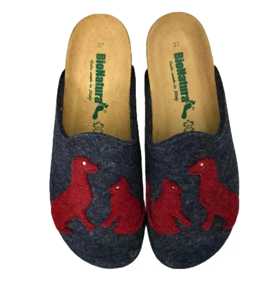Donna CAMARRI CALZATURE Scarpe Donna | Ciabatta Bionatura Invernale In Feltro Lana Cane E Gatto