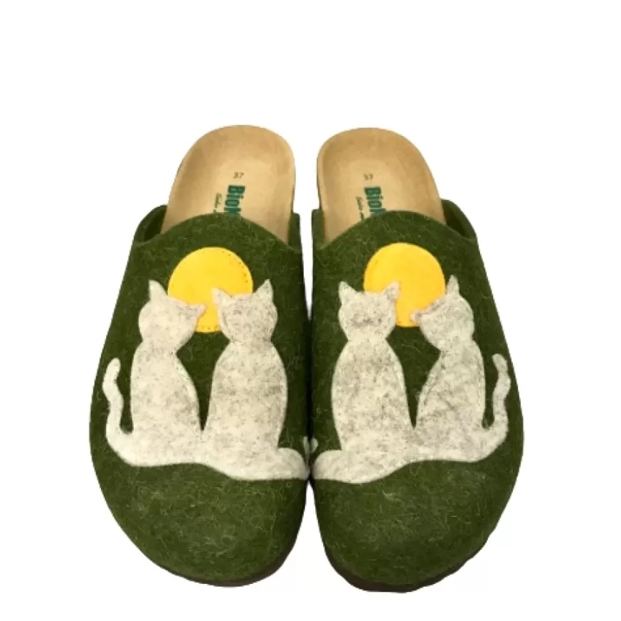 Donna CAMARRI CALZATURE Scarpe Donna | Ciabatta Bionatura Invernale In Feltro Lana Gatti
