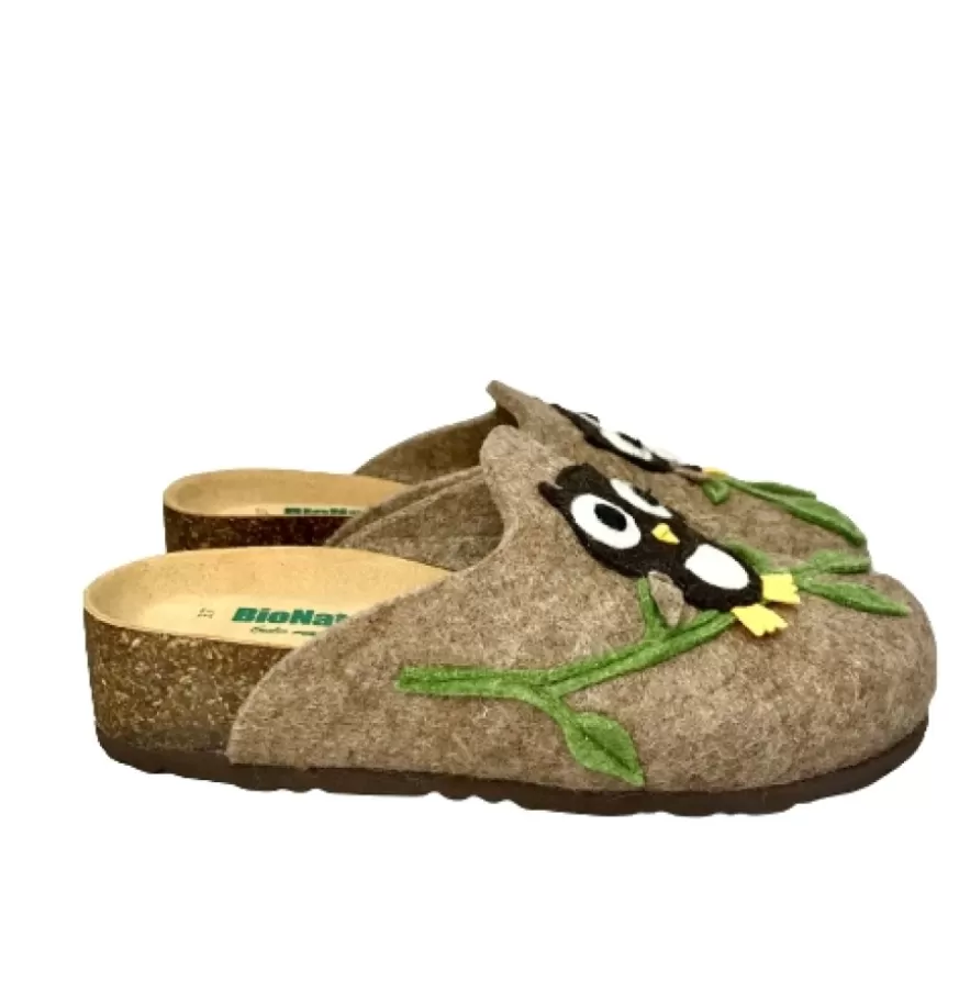 Donna CAMARRI CALZATURE Scarpe Donna | Ciabatta Bionatura Invernale In Feltro Lana Gufo