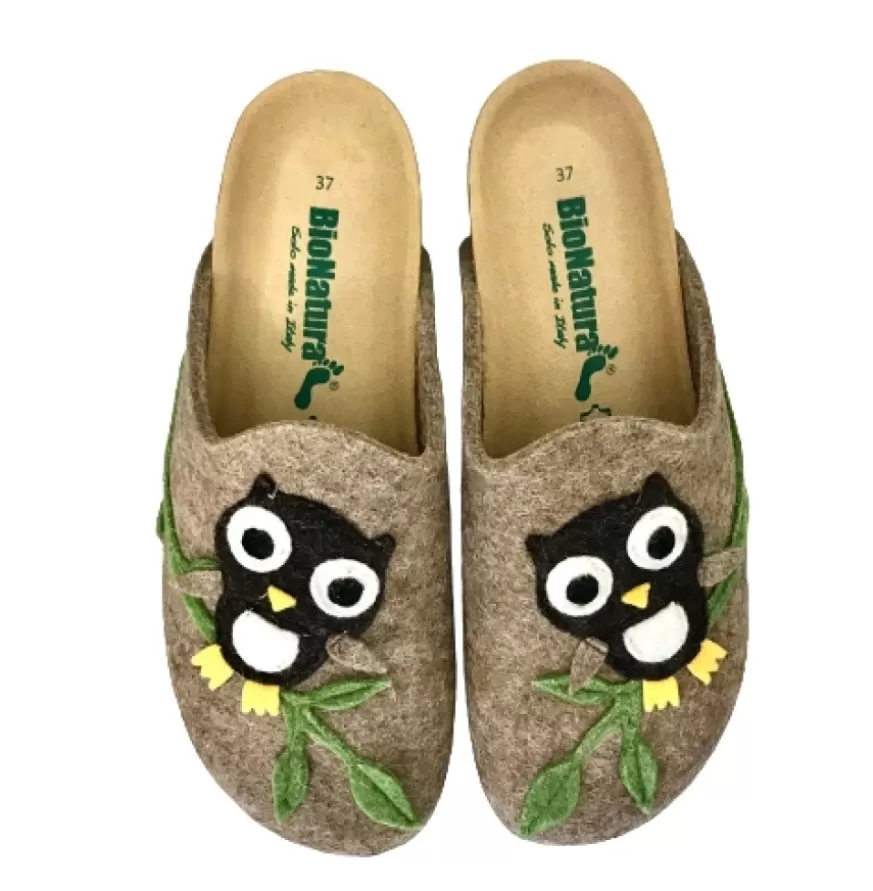 Donna CAMARRI CALZATURE Scarpe Donna | Ciabatta Bionatura Invernale In Feltro Lana Gufo