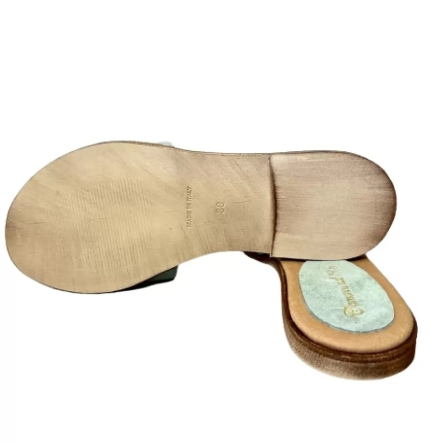 Donna CAMARRI CALZATURE Scarpe Donna | Ciabatta In Camoscio Salvia Con Catena
