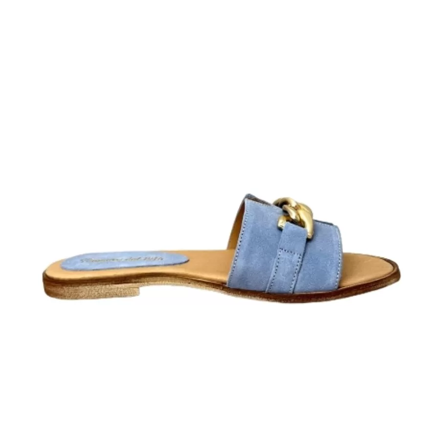Donna CAMARRI CALZATURE Scarpe Donna | Ciabatta In Camoscio Turchese Con Catena
