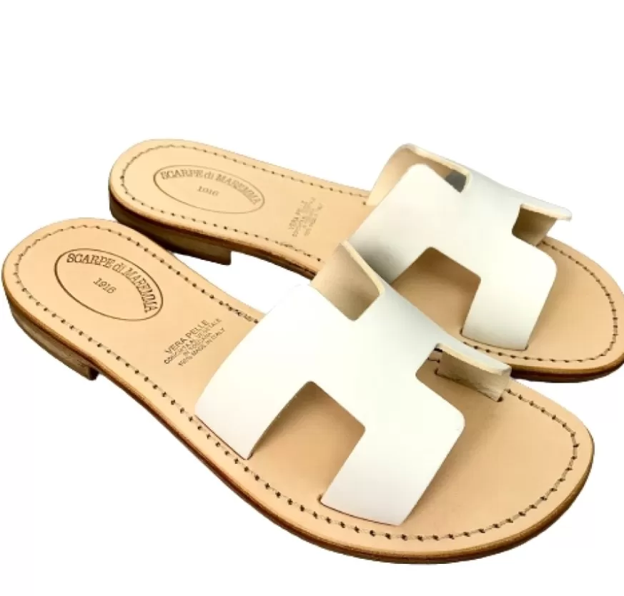 Donna CAMARRI CALZATURE Scarpe Donna | Ciabatta In Pelle Bianca Mod. Hermes