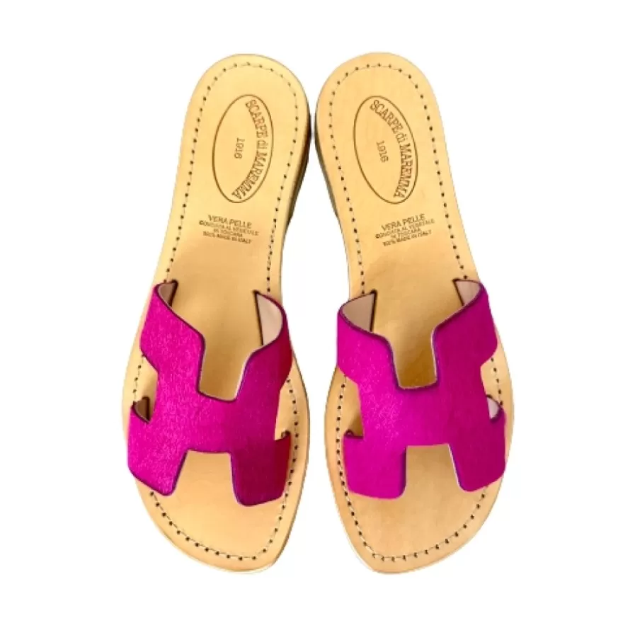 Donna CAMARRI CALZATURE Scarpe Donna | Ciabatta In Pelle E Cavallino Fucsia Mod. Hermes