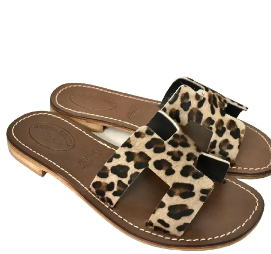 Donna CAMARRI CALZATURE Scarpe Donna | Ciabatta In Pelle E Cavallino Leopardato Mod. Hermes