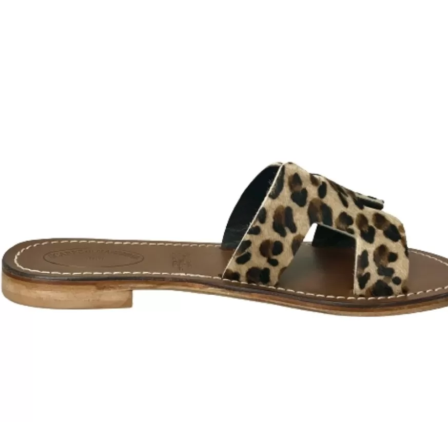 Donna CAMARRI CALZATURE Scarpe Donna | Ciabatta In Pelle E Cavallino Leopardato Mod. Hermes