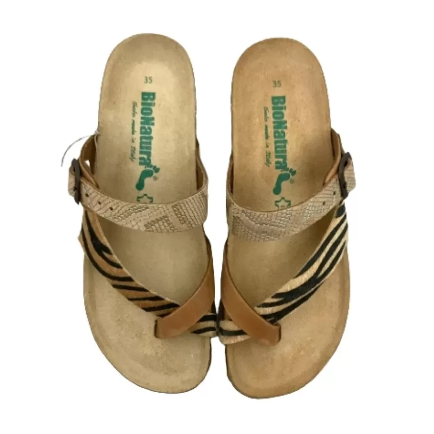 Donna CAMARRI CALZATURE Scarpe Donna | Ciabatta Infradito Bionatura In Pelle Animalier