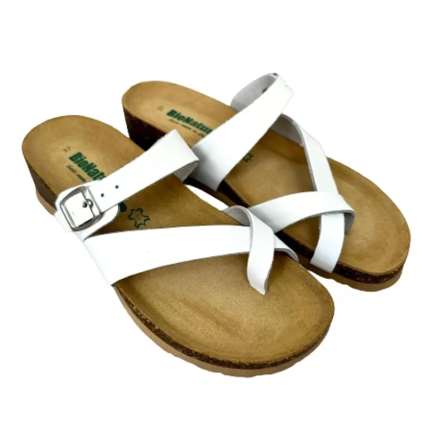 Donna CAMARRI CALZATURE Scarpe Donna | Ciabatta Infradito Bionatura In Pelle Bianca