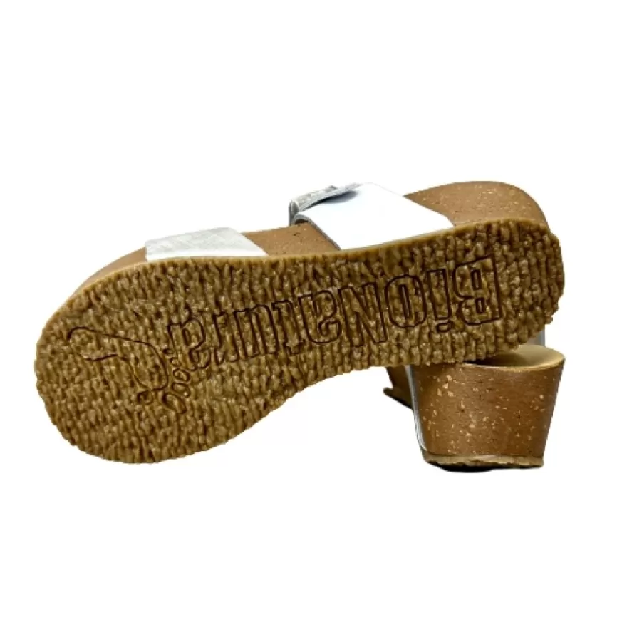 Donna CAMARRI CALZATURE Scarpe Donna | Ciabatta Infradito Bionatura In Pelle Bianca E Argento