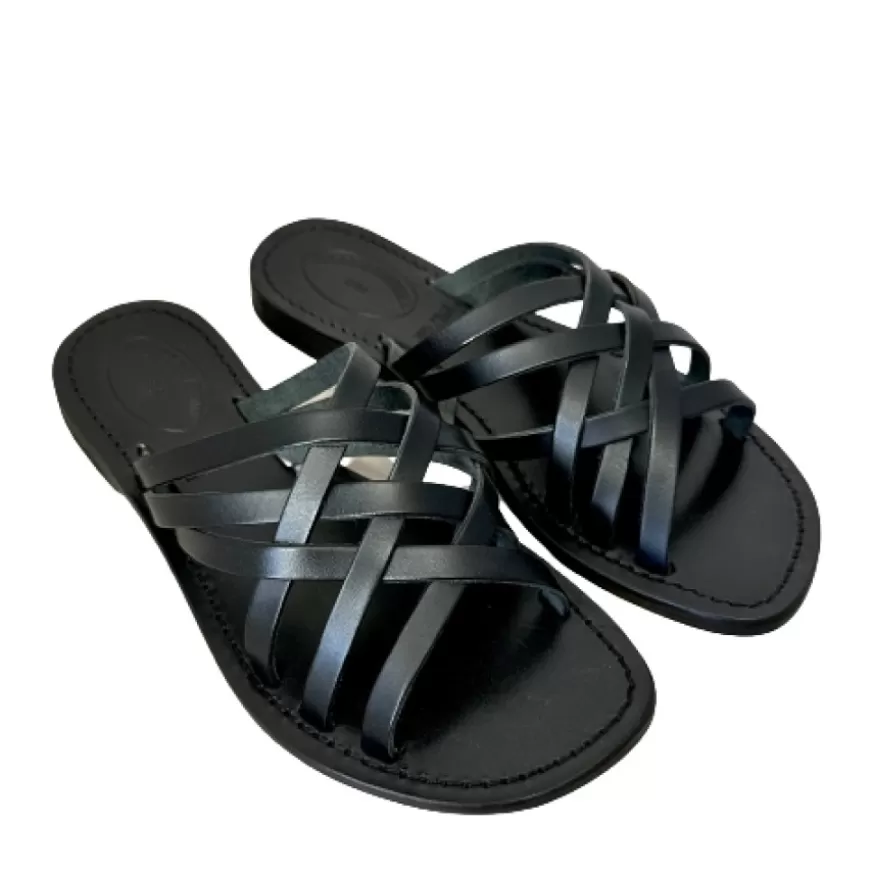 Donna CAMARRI CALZATURE Scarpe Donna | Ciabatta Infradito In Pelle Nera Mod. 4413