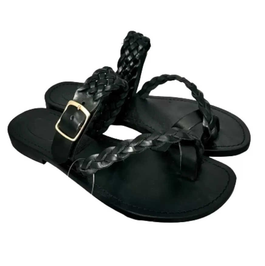 Donna CAMARRI CALZATURE Scarpe Donna | Ciabatta Infradito In Pelle Nera Mod. 6802
