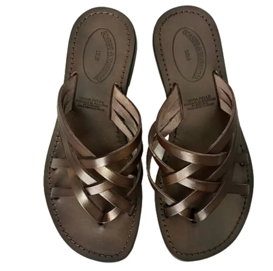 Donna CAMARRI CALZATURE Scarpe Donna | Ciabatta Infradito In Pelle Testa Di Moro Mod. 4409