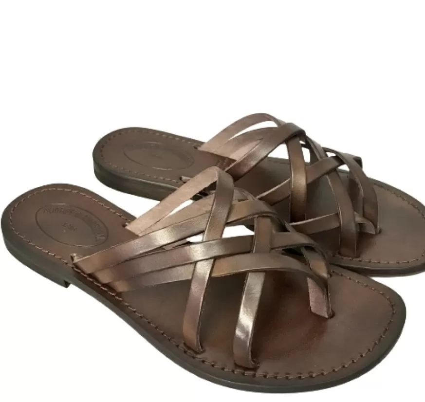 Donna CAMARRI CALZATURE Scarpe Donna | Ciabatta Infradito In Pelle Testa Di Moro Mod. 4409