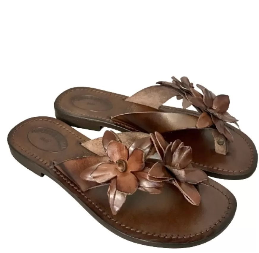 Donna CAMARRI CALZATURE Scarpe Donna | Ciabatta Infradito In Pelle Testa Di Moro Mod. Fabiola