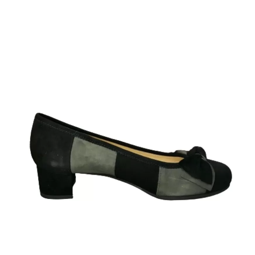 Donna CAMARRI CALZATURE Scarpe Donna | Decollete In Pelle Nabuk Grigio E Nero
