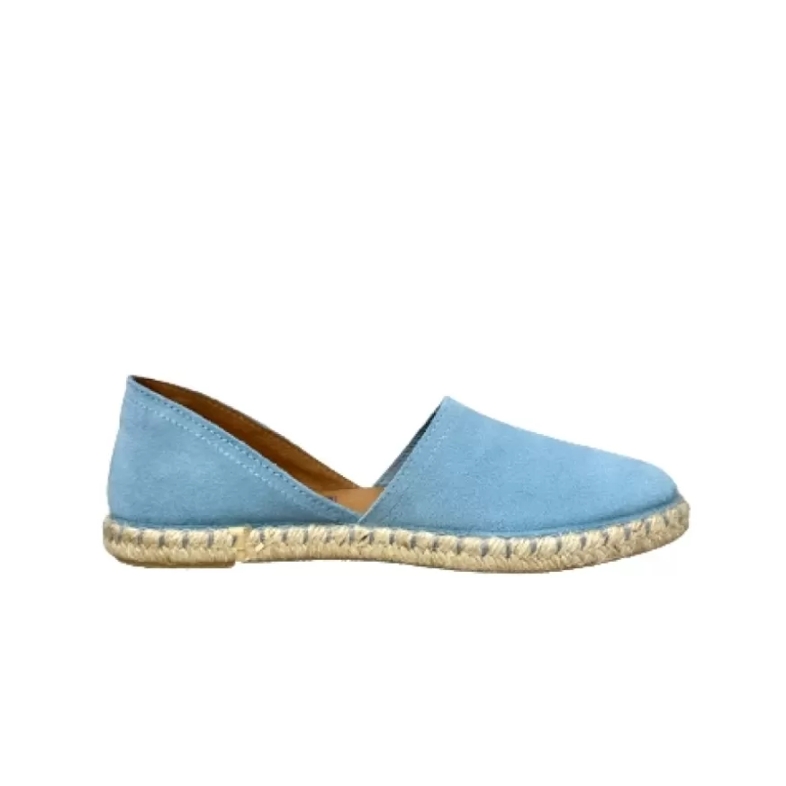 Donna CAMARRI CALZATURE Scarpe Donna | Espadrillas Artigianali In Camoscio Verbenas Celesti