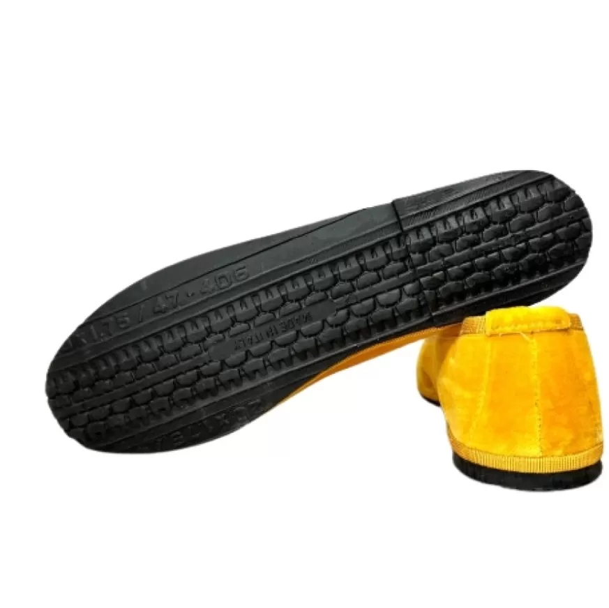 Donna CAMARRI CALZATURE Scarpe Donna | Friulane Artigianali In Velluto Giallo Personalizzate