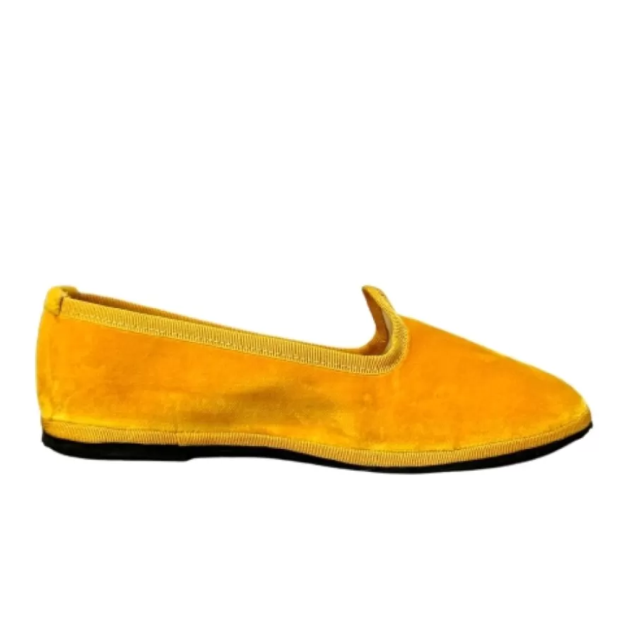 Donna CAMARRI CALZATURE Scarpe Donna | Friulane Artigianali In Velluto Giallo Personalizzate