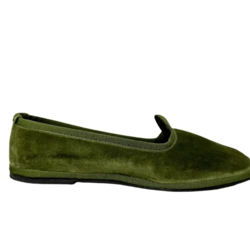 Donna CAMARRI CALZATURE Scarpe Donna | Friulane Artigianali In Velluto Verde Personalizzate