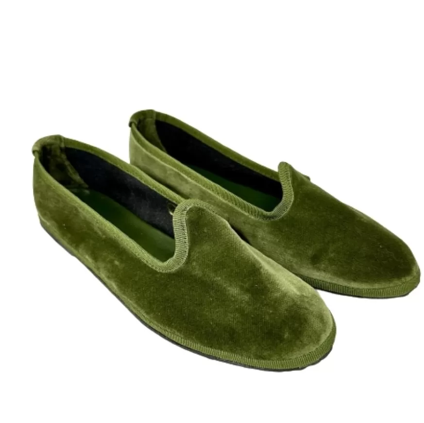 Donna CAMARRI CALZATURE Scarpe Donna | Friulane Artigianali In Velluto Verde Personalizzate