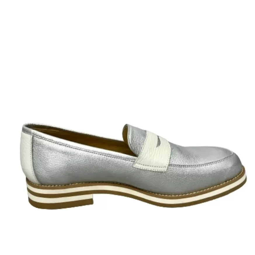 Donna CAMARRI CALZATURE Scarpe Donna | Mocassino Argento E Bianco