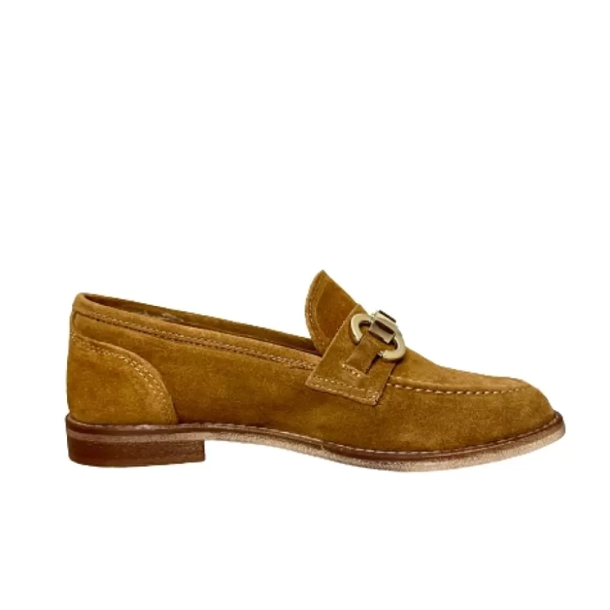 Donna CAMARRI CALZATURE Scarpe Donna | Mocassino Artigianale In Nabuk Cuoio Con Morsetto