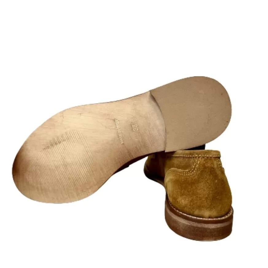 Donna CAMARRI CALZATURE Scarpe Donna | Mocassino Artigianale In Nabuk Cuoio Con Morsetto